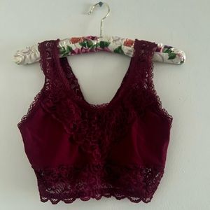 Burgundy Tagless Lace Bralette Sz S
